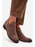 Dámske perforované členkové topánky na nízkom podpätku Vinceza 58626 dark beige Dámske perforované členkové topánky na nízkom podpätku Vinceza 58626 dark beige