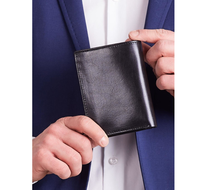 Čierna vertikálna kožená peňaženka pre mužov