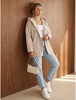 Kurtka damska oversize z kapturem beżowa model 22371855 - FashionStreet