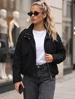 Kurtka przejściowa damska oversize ze stójką czarna model 22540556 - FashionStreet