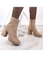 W model 18913182 béžové semišové boty na jehlovém podpatku - JEZZI W model 18913182 béžové semišové boty na jehlovém podpatku - JEZZI