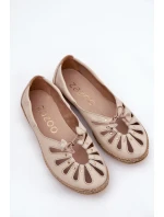 Ploché baleríny z přírodní kůže model 21686523 béžové - Zazoo