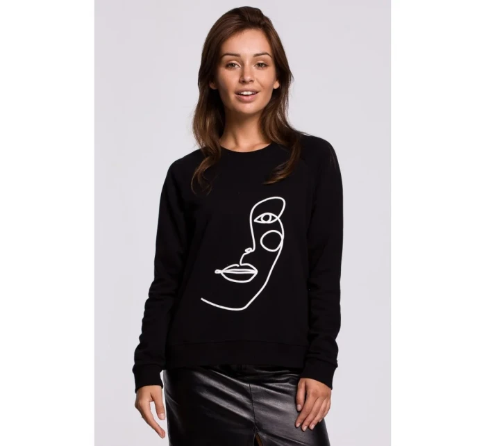 model 18002768 Svetr s potiskem na přední straně černý - BeWear