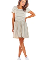 Dámske šaty M205 béžové pruhy - Infinite You