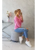 Blúzka s výstrihom do V svetlo ružová