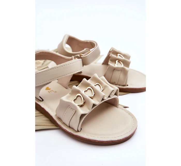Dětské sandály se suchým zipem srdce béžová Havana