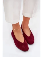 Klasyczne Baleriny Z Eko Zamszu Bordowe Osallin