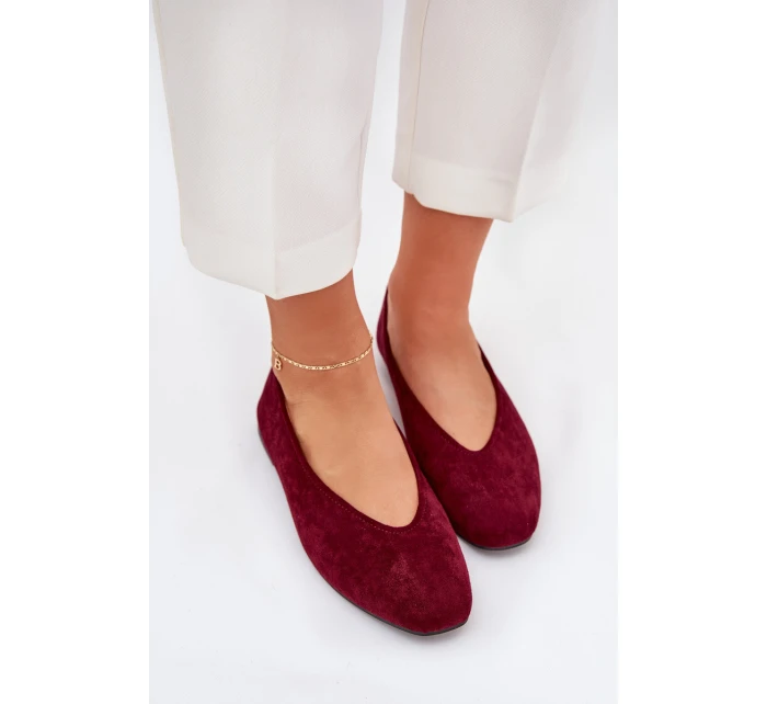 Klasyczne Baleriny Z Eko Zamszu Bordowe Osallin