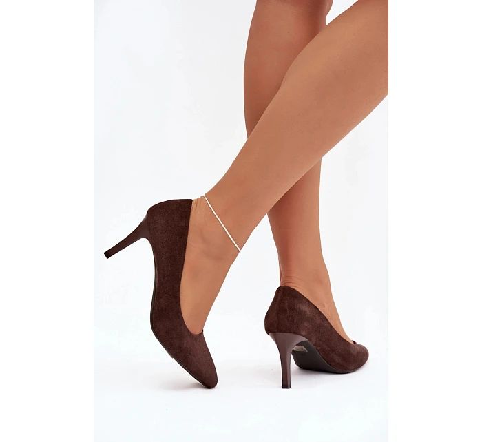 Eko semišové lodičky model 21821730 čokoládové - SERGIO LEONE