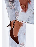 Dámské sandály na podpatku s lemovkou Čokoládové model 22111349 - Boto