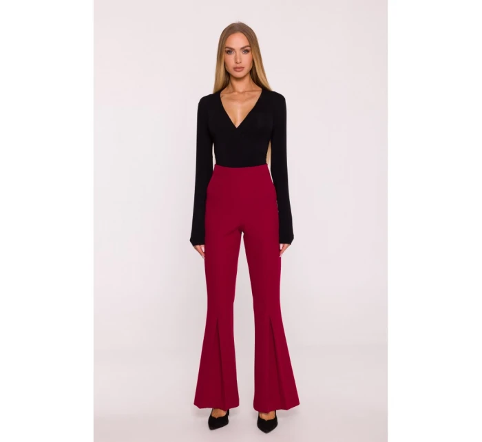 model 21295983 Kalhoty s rozšířenými nohavicemi bordó - Moe