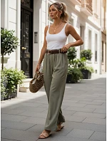 Dámske nohavice z lyocellu so širokými nohavicami, zelené, FashionStreet UY3066