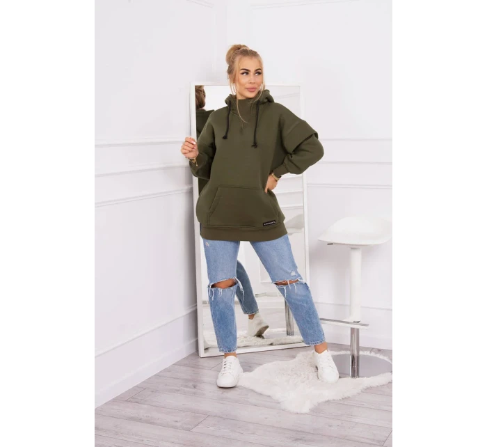 Zateplená blúzka s polovičným rolákom khaki farby Zateplená blúzka s polovičným rolákom khaki farby