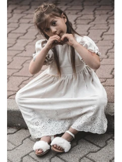 Dětské sandálky na suchý zip s kožíškem Bílé model 21663002 - Boto