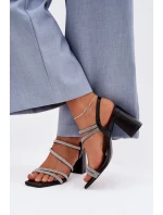 Černé dámské sandály na podpatku s pásky a model 22027990 - Boto