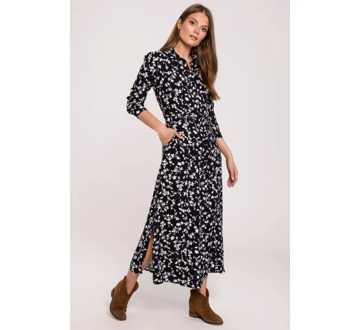 Dámske šaty K117 Model 1 Čierna s bielou - Makover