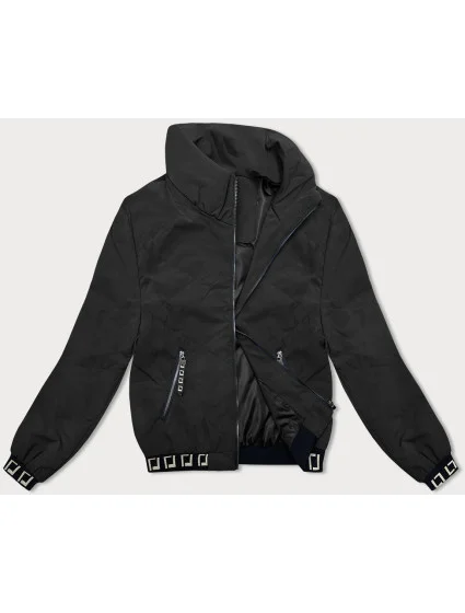 Dámska krátka bunda so stojačikom čierna (5M3161)