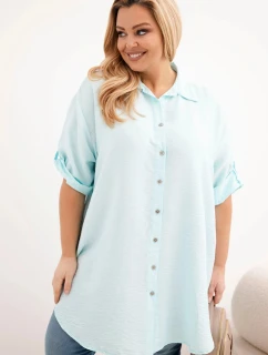 Dámske tričko z viskózy v nadmernej veľkosti s dlhším chrbtom Light Mint