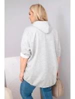 Dámská mikina Plus Size viskózová s kapucí a klokaní kapsou šedý melír Dámská mikina Plus Size viskózová s kapucí a klokaní kapsou šedý melír