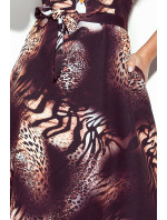Numoco SANDY košeľové šaty - hnedé so zvieracou potlačou