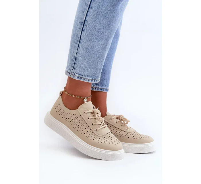 Béžové ažurové tenisky Tanvi na platforme Béžové ažurové tenisky Tanvi na platforme