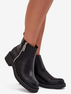 Dámske nízke členkové topánky Vionna so zirkónmi - čierne