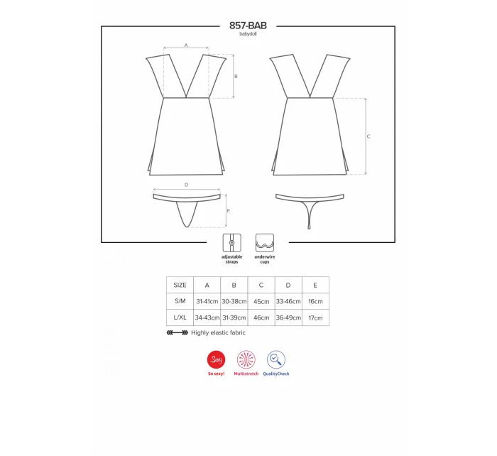 Rozkošná košieľka 857 - BAB Babydoll - Obsessive