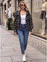 Dámska prechodná bunda s bodkami a kapucňou, čierna, FashionStreet TY6035 Dámska prechodná bunda s bodkami a kapucňou, čierna, FashionStreet TY6035