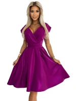 348-8 SCARLETT rozšírené šaty s obálkovým výstrihom a opaskom - FUSSION WITH BROKER 348-8 SCARLETT rozšírené šaty s obálkovým výstrihom a opaskom - FUSSION WITH BROKER