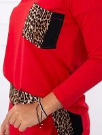 Sada s leopardím potlačou červená