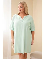 Dámske Plus veľkosť viskóza krátky rukáv V-neck šaty tmavé Mint
