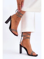 Eleganckie Wiązane Sandały Z Dżetami Czarne Nessy Eleganckie Wiązane Sandały Z Dżetami Czarne Nessy