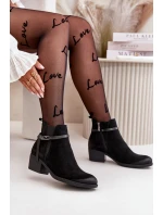 Zazoo 60478 Zamszowe Botki Na Obcasie Ocieplane Zapinane Na Zamek Czarne