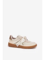 Niskie Sneakersy Damskie Z Koronką Panterka Beżowe Zielle