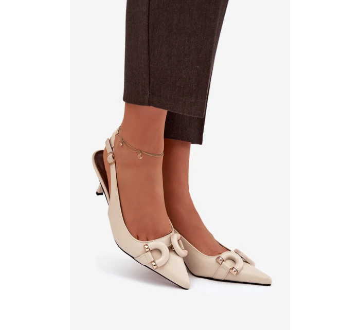 Dámské sandály na jehle s ozdobným detailem světle béžové Brienne