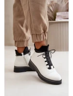 Dámske zateplené členkové topánky z eko kože White Dámske zateplené členkové topánky z eko kože White