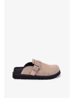 Dámske semišové papuče na platforme Big Star - béžové Dámske semišové papuče na platforme Big Star - béžové