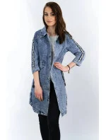 Svetlo modrá voľná dámska džínsová bunda / prikrývka cez oblečenie (C101)