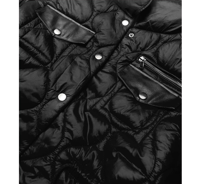 Čierna dámska prešívaná bunda so stojačikom (AG8-001)
