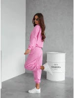 Ružová dámska tepláková súprava - mikina so stojačikom a nohavice (82162)