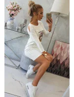Šaty s potiskem model 18744170 ecru - K-Fashion