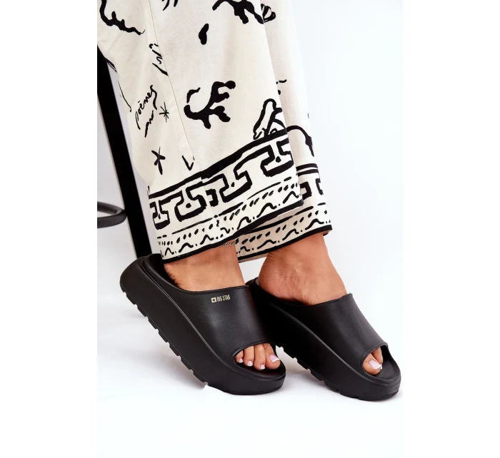 Piankowe Klapki Damskie Na Platformie Big Star RR274A567 Czarne Piankowe Klapki Damskie Na Platformie Big Star RR274A567 Czarne