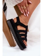 Dámské Sandály Na Platformě Eko Semišové Černé model 21696107 - Boto Dámské Sandály Na Platformě Eko Semišové Černé model 21696107 - Boto