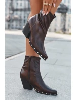 Dámské boty z eko kůže na sloupku hnědé model 21709985 - Boto Dámské boty z eko kůže na sloupku hnědé model 21709985 - Boto