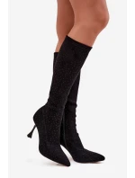 Kozaki Damskie Na Szpilce Ze Zdobieniem D&A JC52-883 Czarne