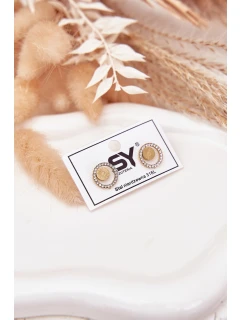 Nerezové ocelové náušnice kruhy se zirkony zlaté