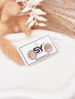 Nerezové ocelové náušnice kruhy se zirkony zlaté