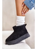 Nízke dámske snežnice na platforme zateplené s kožušinou čierne Saldren