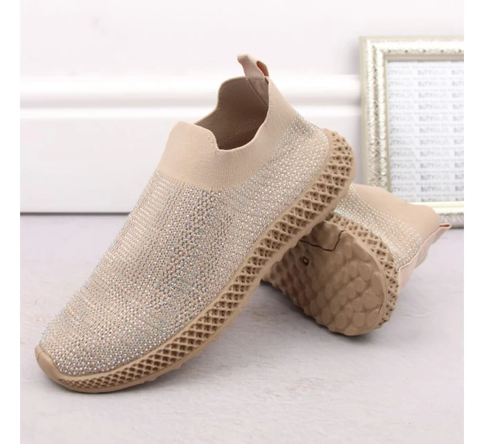 D&A W OLI257A béžová športová obuv so zirkónmi