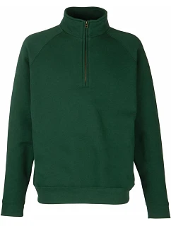 Fruit of the Loom Premium Zip Neck Sweat Mikina s 1/4 zipsom 16.2032 fľaškovozelená